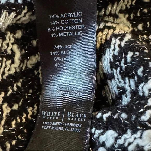 White House Black Market Womens Blazer XL Black Tweed Texture Jacket Long Sleeve - Picture 7 of 8